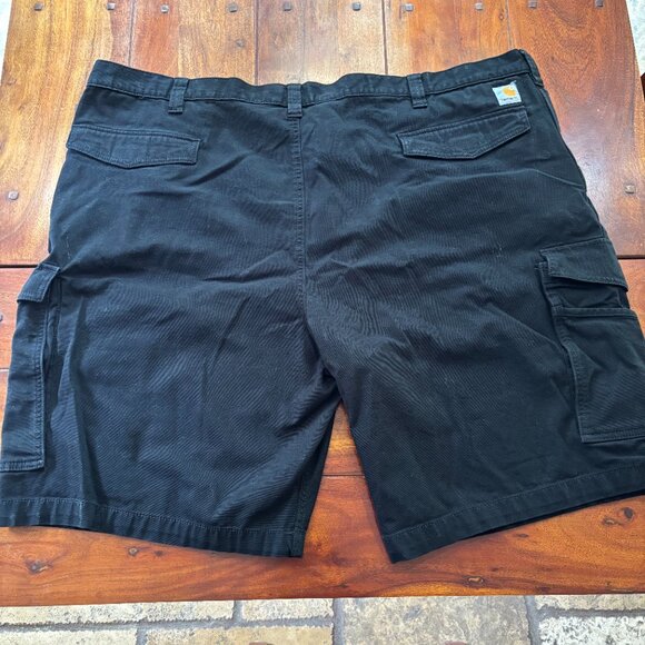 Carhartt Short Mens 52 Black Cargo Relaxed Fit Rugged Flex Canvas - Picture 2 of 2